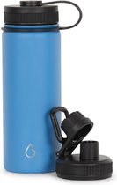 Wattamula PRO eco rvs drinkfles - pacific blauw - 530 ml - met extra sportdop - waterfles - thermosfles