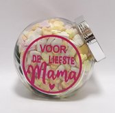 Moederdag cadeautje - Snoeppot "voor de liefste mama", gevuld met vruchtenhartjes - liefde - moederdag