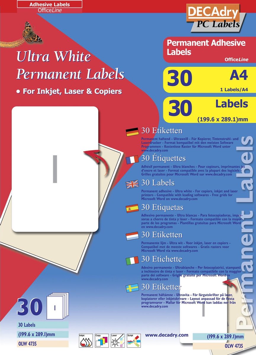 Decadry Etiketten / Labels 199.6 x 289.1mm