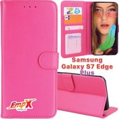 EmpX.nl Galaxy S7 Edge Plus Roze Boekhoesje | Portemonnee Book Case voor Samsung Galaxy S7 Edge Plus Roze | Flip Cover Hoesje | Met Multi Stand Functie | Kaarthouder Card Case Galaxy S7 Edge 