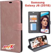 EmpX.nl Galaxy J6 (2018) Rosegoud Boekhoesje | Portemonnee Book Case voor Samsung Galaxy J6 (2018) Rosegoud | Flip Cover Hoesje | Met Multi Stand Functie | Kaarthouder Card Case Galaxy J6 (20