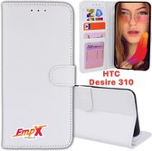 EmpX.nl Desire 310 Wit Boekhoesje | Portemonnee Book Case voor HTC Desire 310 Wit | Flip Cover Hoesje | Met Multi Stand Functie | Kaarthouder Card Case Desire 310 Wit | Beschermhoes Sleeve | 