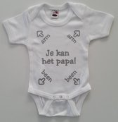 Romper met tekst | maat 68 | Je kan het papa | Wit