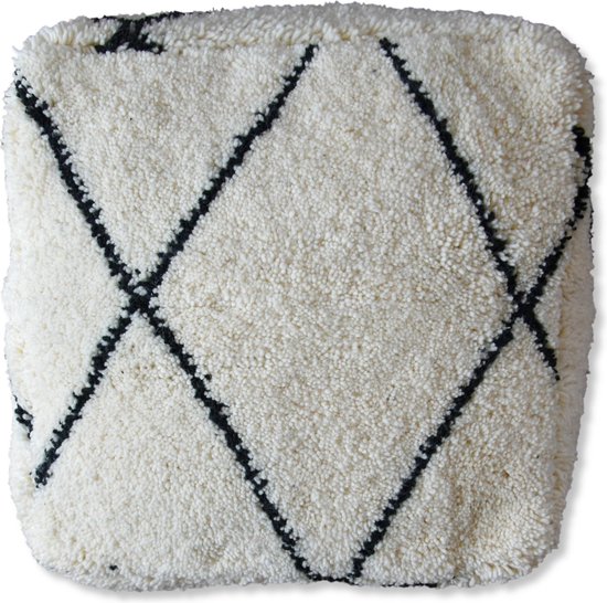 Poufs&Pillows - Vloerkussen Beni Ourain - Fluffy stoffen poef 60x60x20cm - ONGEVULD - Groot zitkussen - Ideaal voor de woon-, slaap- en kinderkamer. Ook handig als palletkussen.