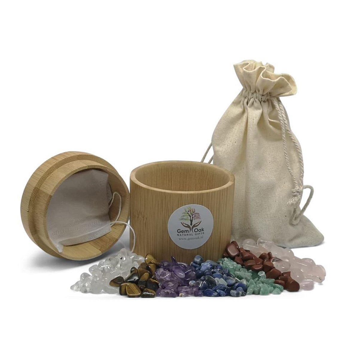 Chakra mix in luxe bamboe box incl. 2 builtjes