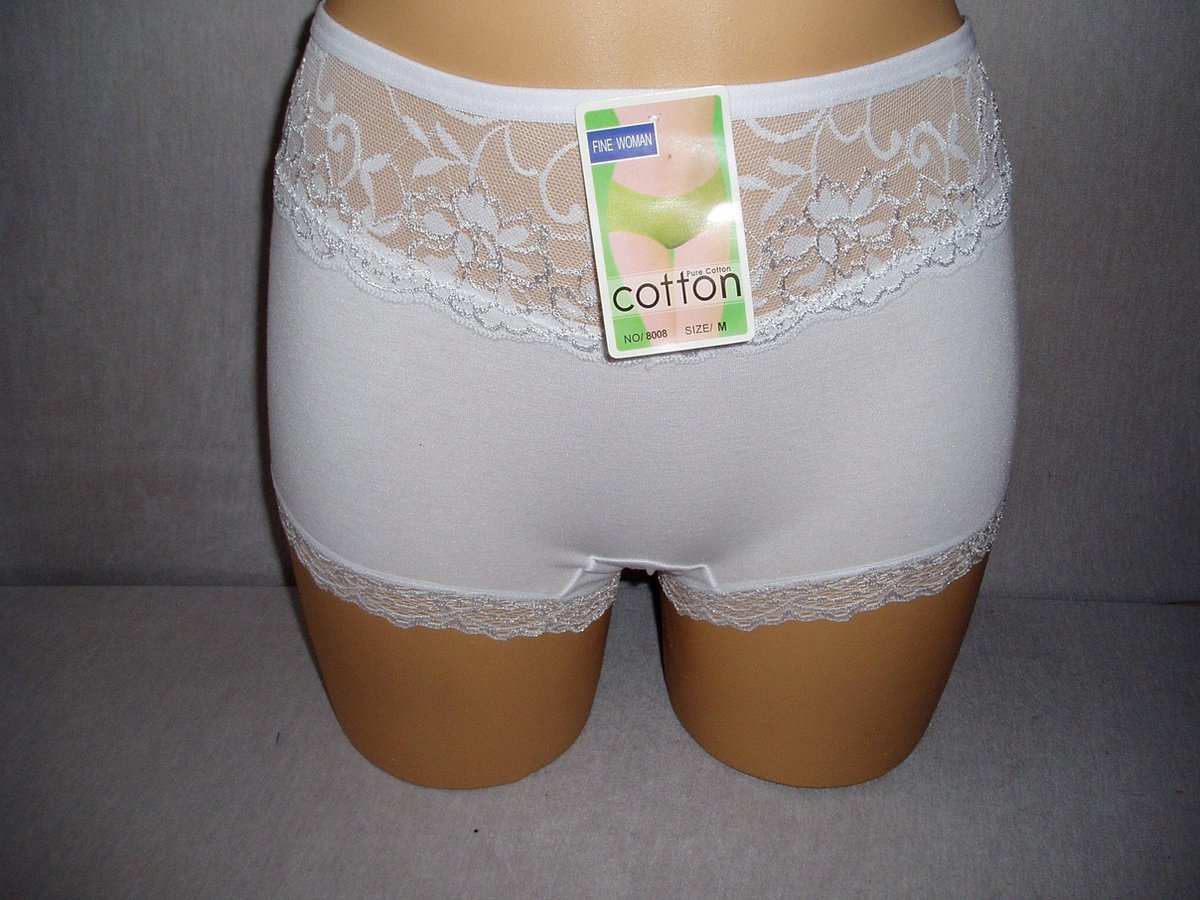 Dames boxershorts 3 pack Fine woman katoen effen wit XXL