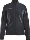 Zwarte Craft sportjas met ronde kraag en getextureerde schouder- en mouwpanelen.