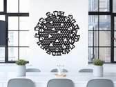 HOUTEN WANDDECORATIE / WOODEN WALL DECORATION - GEOMETRISCHE MUURDECORATIE / GEOMETRIC WALL ART - VIRUS - 95 x 95cm - ZWART / BLACK - ORIGAMI DESIGN WANDFIGUUR - ECHT HOUT - REAL W