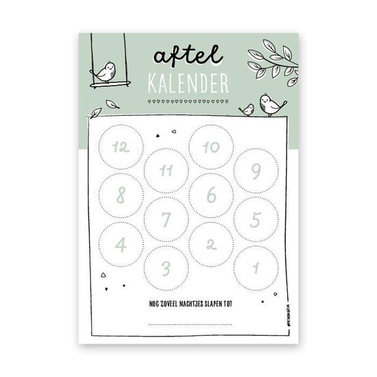 wenselijk Trek gebruiker Aftelkalender A4 | groen | incl. 12 stickers | Thuismusje | bol.com