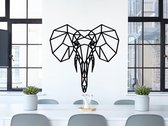 HOUTEN WANDDECORATIE / WOODEN WALL DECORATION - GEOMETRISCHE MUURDECORATIE / GEOMETRIC WALL ART - OLIFANT / ELEPHANT - 100 x 100cm - ZWART / BLACK - ORIGAMI DESIGN WANDFIGUUR - TRE