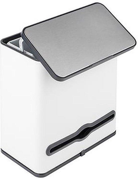 Keukenprullenbak met tissuebox - 14,5x26x29 cm - 4 liter - Wit
