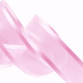 Organza Lint Satijnrand 22mm (2,2cm) | Licht Roze | Organza Satijnlint | Luxe Kwaliteit | Geboorte Baby Lint | Cadeau Lint | Geboorte Lint | Rol van 22,85 Meter