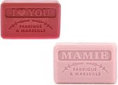 Soap bar set - zeep savon de marseille I love you + Mamie 2x125 gr. - Valentijn - Moederdag - moederdag pakket