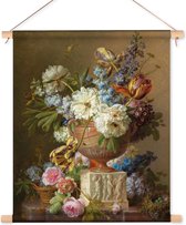 Textielposter / Wandkleed Bloemstilleven met albasten vaas - Gerard van Spaendonck - 120x150 cm