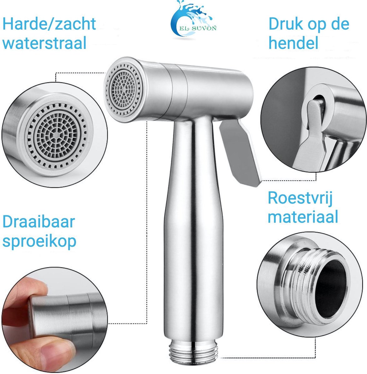 handheld bidet sproeier,Bidet handdouche,WC doucheset,RVS Sprayer ,Intieme douche,douchekop met houder roestvrij staal,voor Badkamerwastafel of toilet