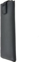 Samsung Galaxy S21 hoesje - Insteek Pouch Echt Leer Geribbeld Zwart