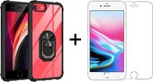 iPhone 8 hoesje Kickstand Ring shock proof case transparant zwarte randen armor magneet - 1x iPhone 8 Screenprotector