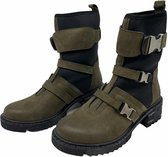 La Pèra Groene Leren Boots met kliksluiting Vrouwen Laars neopreen groen/zwart - Maat 37