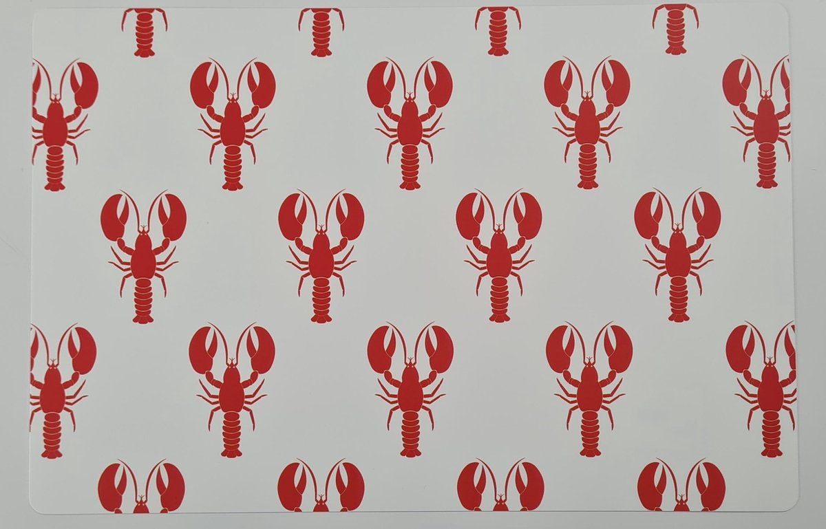 4x Placemat Lobsters | Anti-slip 45x30cm | onderlegger - tafeldecoratie - placemats kunststof - kreeft