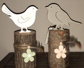 Natural Collections - vogel op boomstam - set 2 stuks