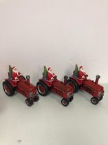 decoratief kerstbeeld kerstman op traktor - set van 3 stuks