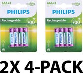Philips AAA oplaadbare batterijen – 700 mAh – Tot wel 1000x op te laden - NiMH-technologie – Voordeelverpakking 8 stuks