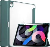 Case2go - Tablethoes geschikt voor iPad Air 10.9 2020/2022 - Transparante Case - Tri-fold Back Cover - Donker Groen