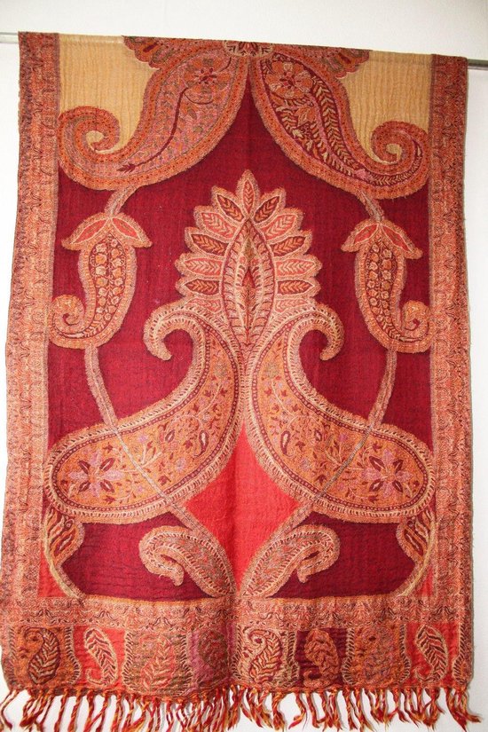 1001musthaves.com Wollen dames sjaal wijnrood en rood-oranje 70 x 200 cm