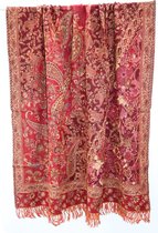 1001musthaves.com Extra grote dames sjaal/dekentje van boiled wool in rode tinten 100 x 200 cm
