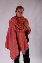 1001musthaves.com Extra grote dames sjaal - dekentje van boiled wool in diverse roze zalm tinten 100 x 200 cm