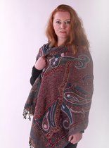 1001musthaves.com Wollen winter dames sjaal en of stola in petrol met aubergine 70 x 180 cm