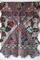 1001musthaves.com Wollen dames sjaal met franje in lila chocoladebruin en pastel groen 70 x 180 cm