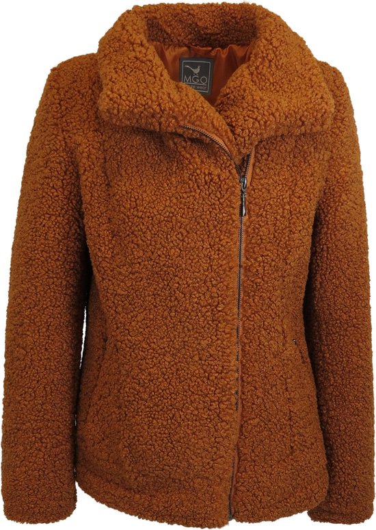 MGO Lynn - Dames winterjas - wol look - Bikerjack - Roest / Rood / Oranje -  Maat XXL | bol.com