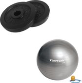 Tunturi - Fitness Set - Halterschijven 2 x 2,5 kg - Gymball Zilver 90 cm