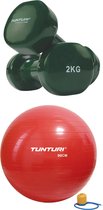Tunturi - Fitness Set - Vinyl Dumbbell 2 x 2 kg  - Gymball Rood 90 cm