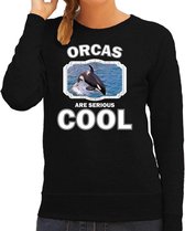 Dieren orka walvissen sweater zwart dames - orcas are serious cool trui - cadeau sweater grote orka/ orka walvissen liefhebber S