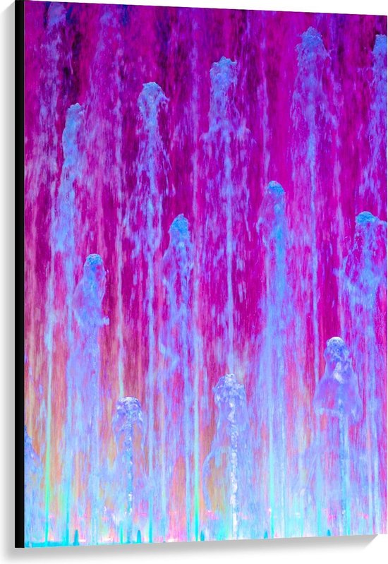 Canvas  - Blauwe en Roze Abstracte Kunst - 80x120cm Foto op Canvas Schilderij (Wanddecoratie op Canvas)