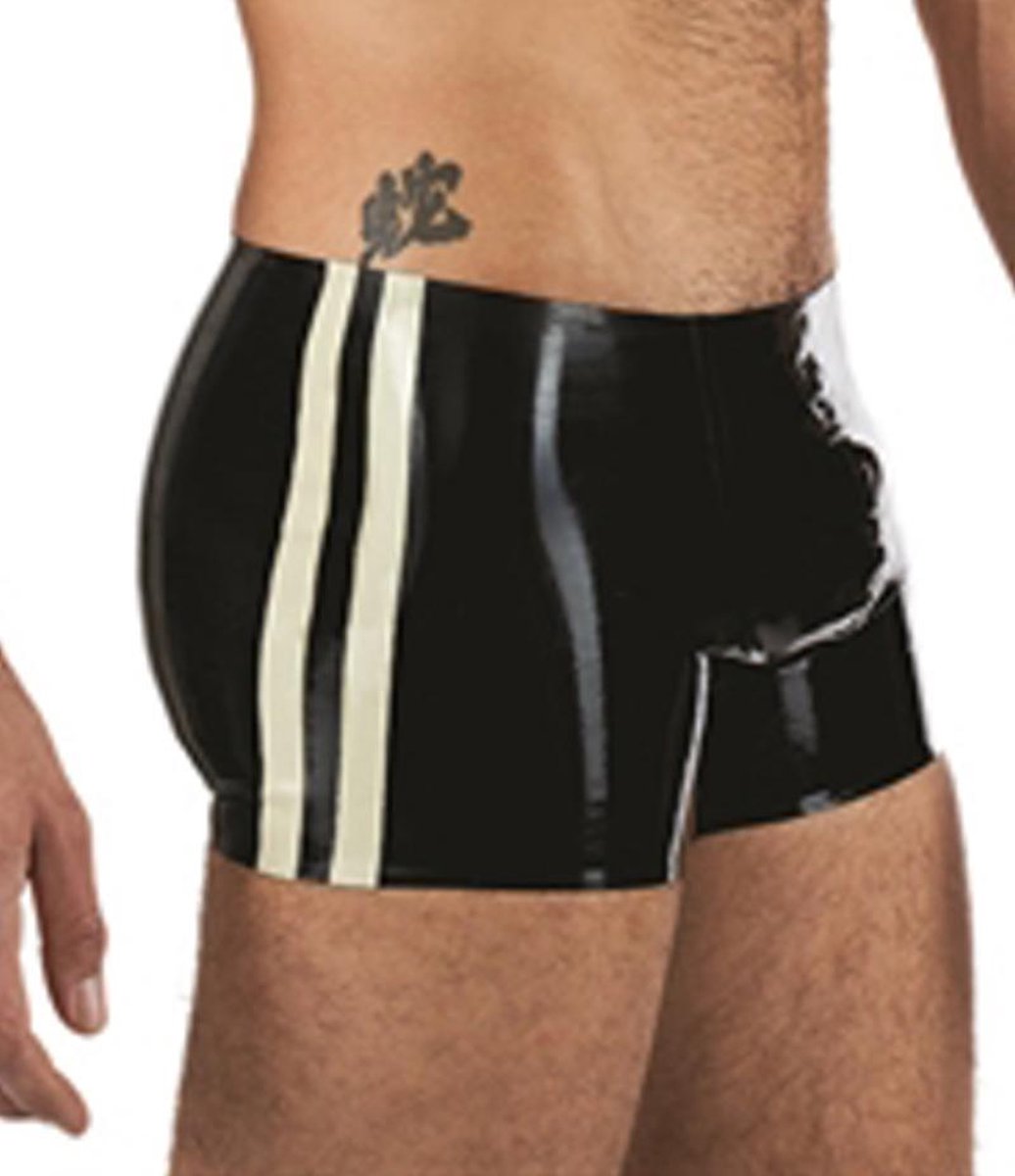 Mister B Rubber Trunks zwart met witte bies small