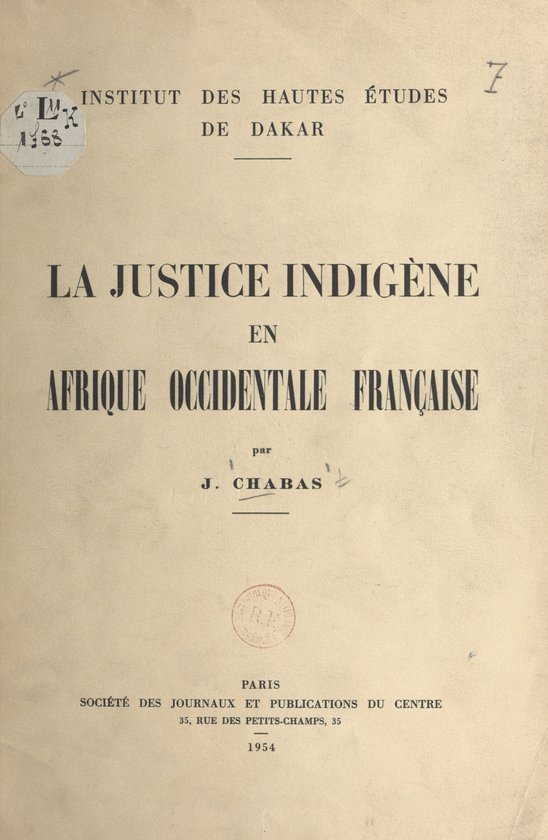 La justice indigène en Afrique occidentale française - cover