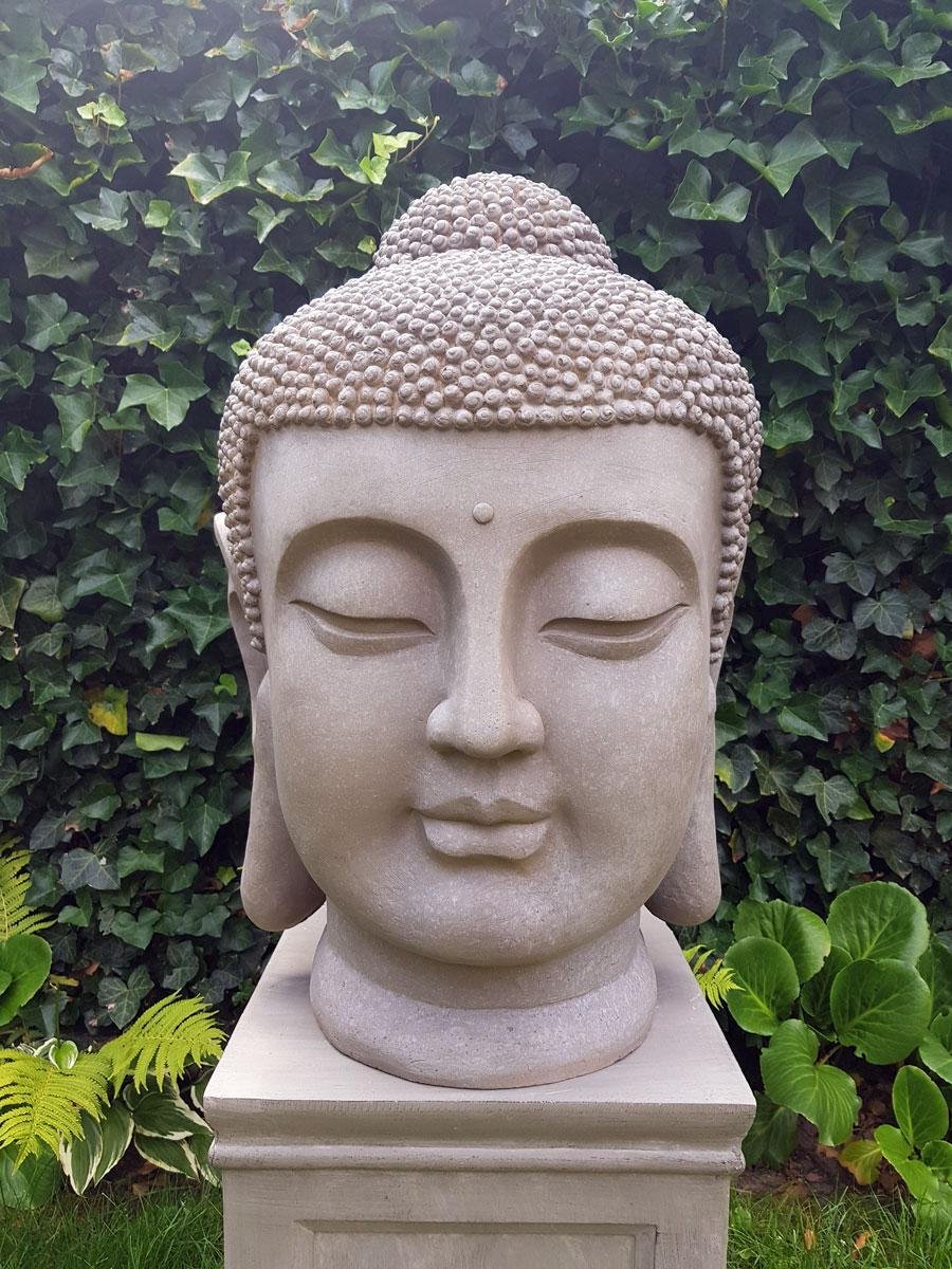 Inspiring Minds Boeddha Hoofd 72 cm Boeddha Beeld grijs - Winkelen.nl