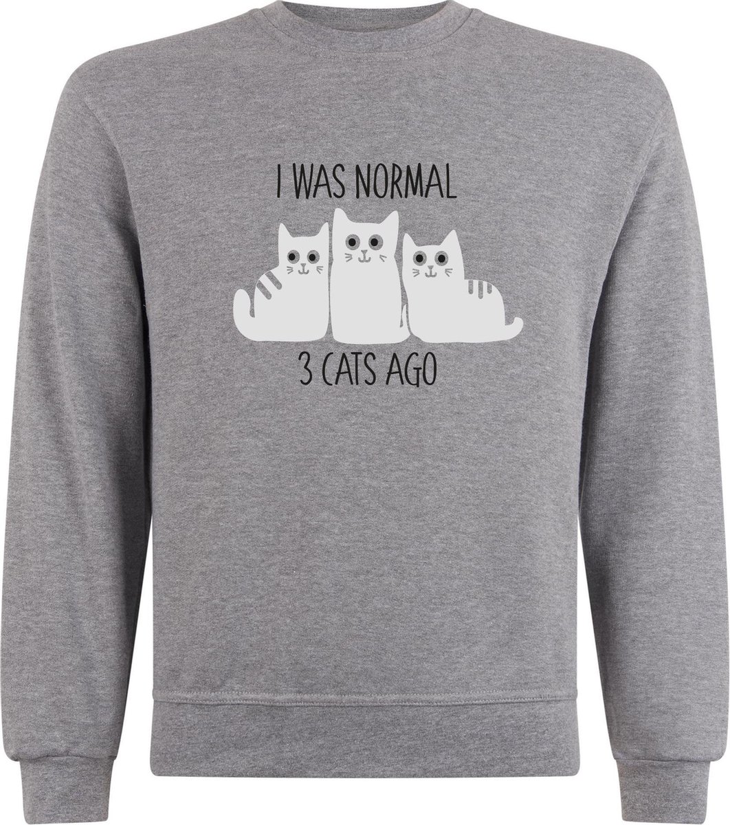 Sweater zonder capuchon - Jumper - Trui - Vest - Lifestyle sweater - Chill Sweater - Kat - Cat - I was normal 3 cats ago - S.Grey - S