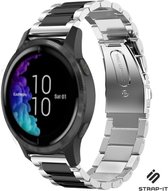 Stalen Smartwatch bandje - Geschikt voor  Garmin Venu stalen band - zilver/zwart - Strap-it Horlogeband / Polsband / Armband