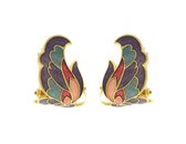 Behave® Oorclips clipoorbellen vlinder goud kleur paars roze blauw emaille 3 cm