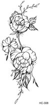 Temporary tattoo | tijdelijke tattoo | fake tattoo | bloemen - flowers | 6 x 10.5 cm