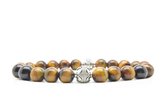 Beaddhism - Armband - Tiger - Zilver - Yin - 8 mm - 22 cm