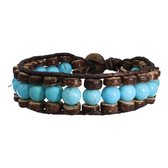 Bela Donaco Armband Classic B8 - Turquoise - kokos - leer