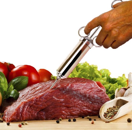 Roestvrijstalen Turkije Baster Baster Spuit voor Koken Vlees Injector Set met 2 Marinade Naalden 1 Reinigingsborstel voor Thuis Bakken Keuken Tool
