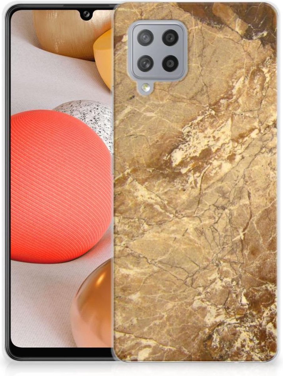 Samsung Galaxy A42 TPU Siliconen Hoesje Marmer Creme