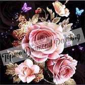 TOPMO - Bloeiende rozen en vlindertjes - 40X50CM- Diamond painting pakket - HQ Diamond Painting - VOLLEDIG dekkend - Diamant Schilderen - voor Volwassenen – ROND