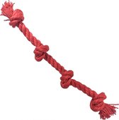 Duvo+ honden kauwspeelgoed Sweater touw met 4 knopen Rood 74cm